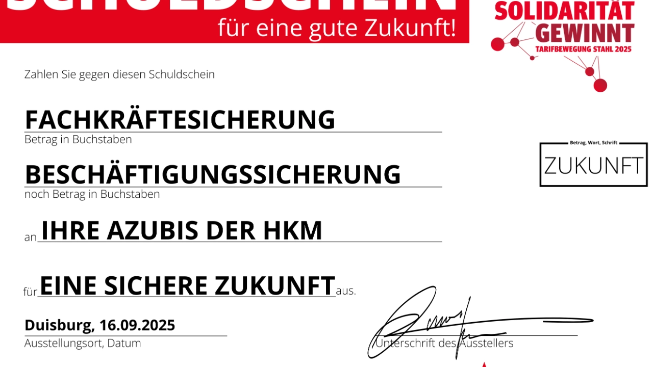 Schuldschein für HKM