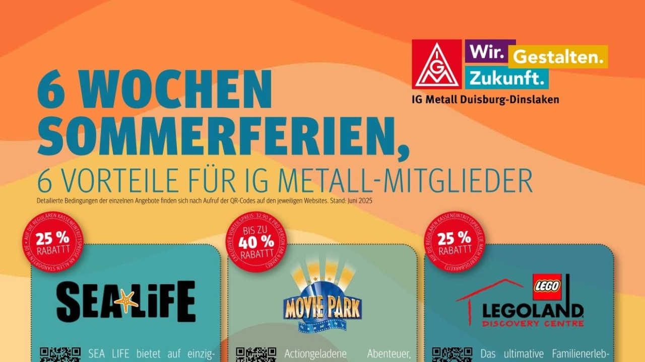 6 Wochen Ferien – 6 Vorteile für IG Metall Mitglieder