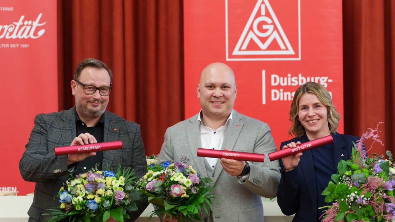 Karsten Kaus, Ünsal Baser und Sabrina Jaeger-Kruschinski bei der Wahl zur Geschäftsführung Duisburg-Dinslaken