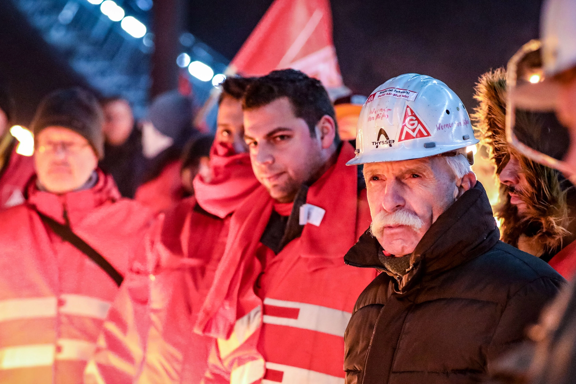 Nachtaktion - Tarifrunde Stahl 2019 in Duisburg