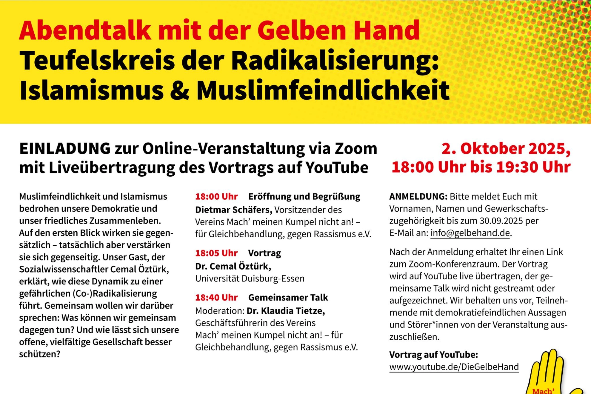 Einladung Gelbe Hand