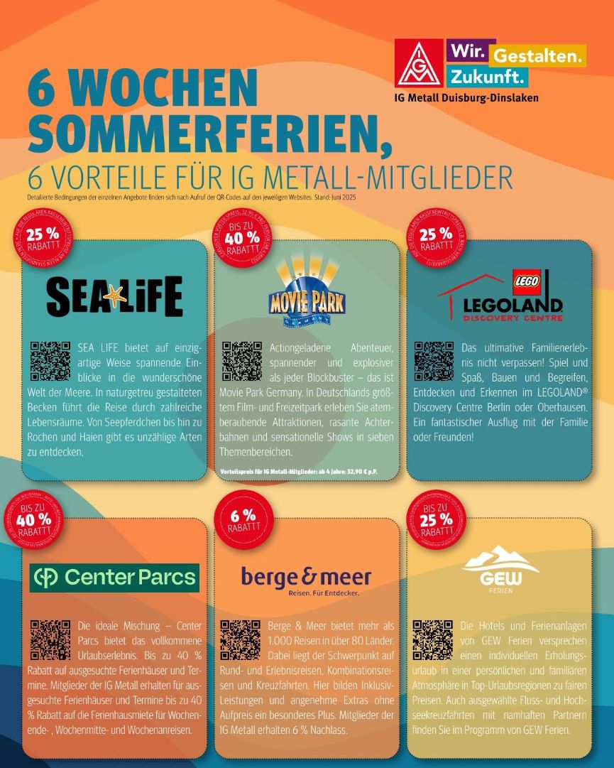 6 Wochen Ferien – 6 Vorteile für IG Metall Mitglieder
