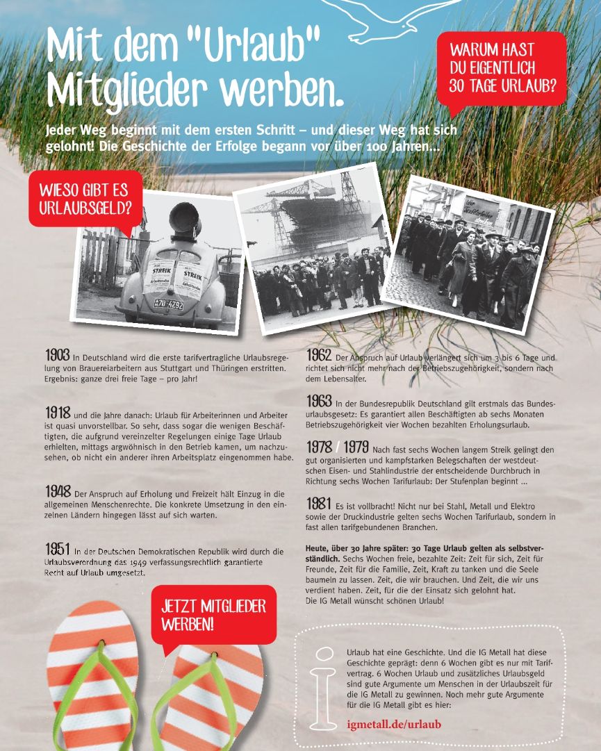 IG Metall Geschichte – Urlaub