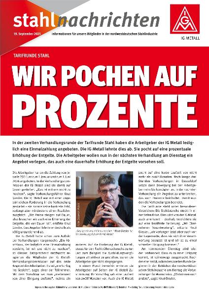 Stahlnachrichten zur Tarifrunde
