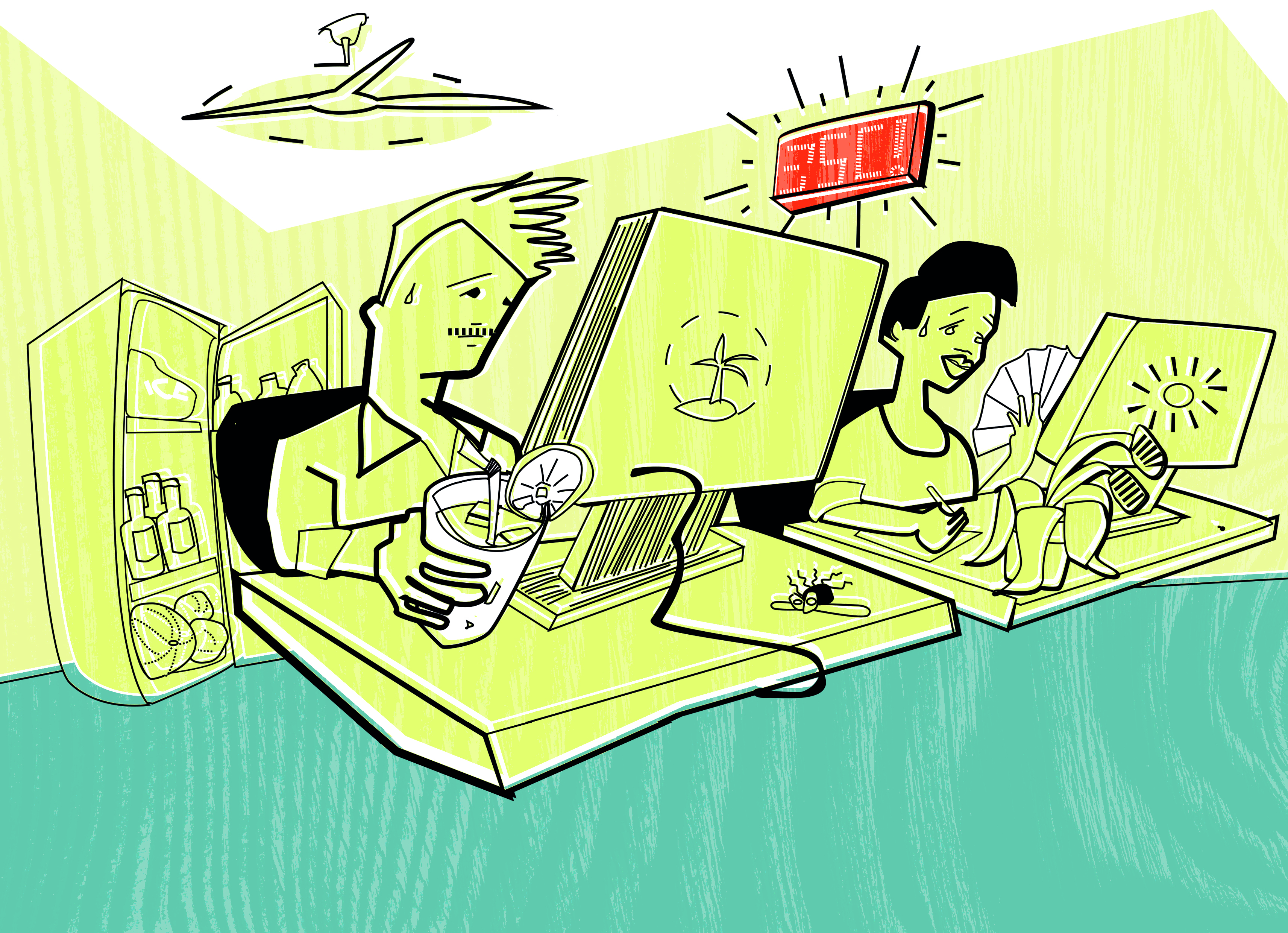 Illustration von Gerald Moll zum Thema 'Raumklima'.