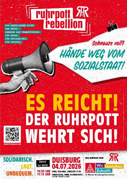 Plakat (2) zur Ruhrpott-Rebellion am 04. Juli 2026 in Duisburg (A3)
