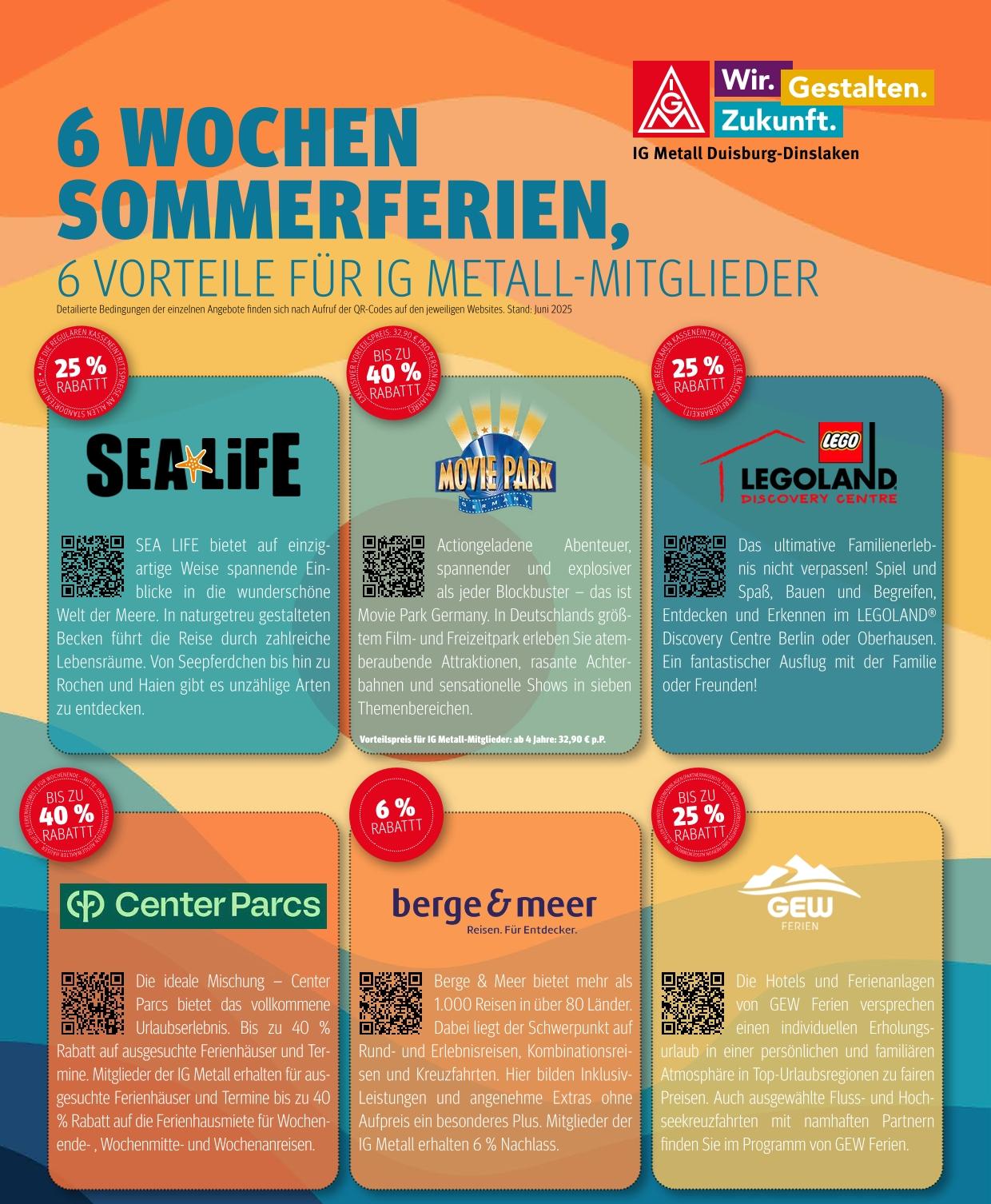 6 Wochen Ferien – 6 Vorteile für IG Metall Mitglieder