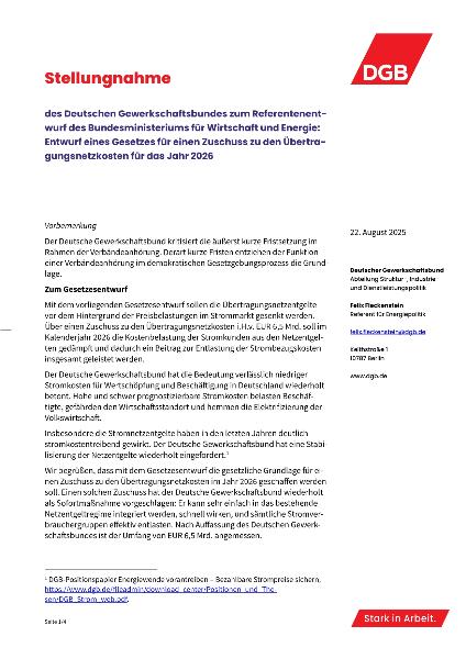 DGB Stellungnahme