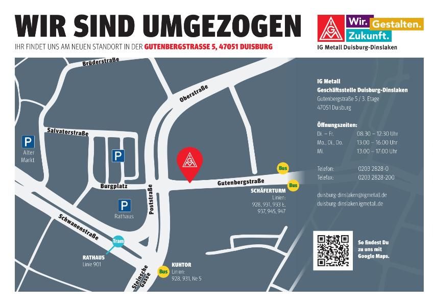 Umzug der Geschäftsstelle Duisburg-Dinslaken
